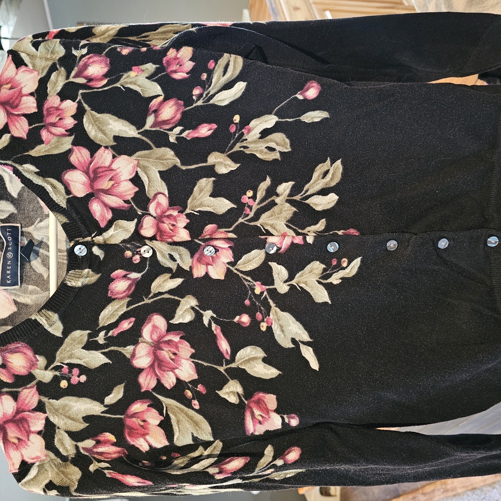 Black Floral Cardigan by Lauren Ralph Lauren